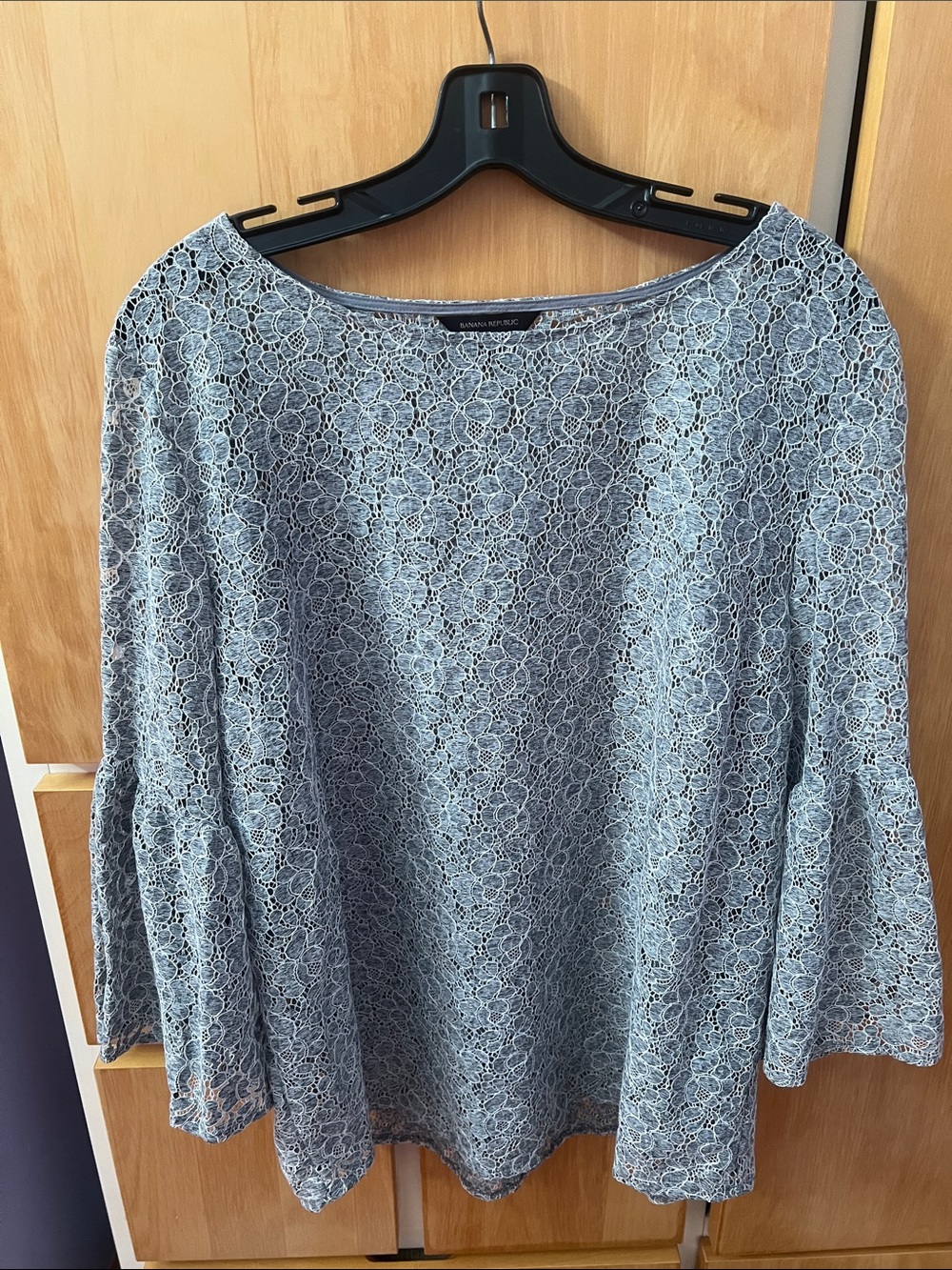 Banana Republic Dusty Blue Lace Bell Sleeve Tunic